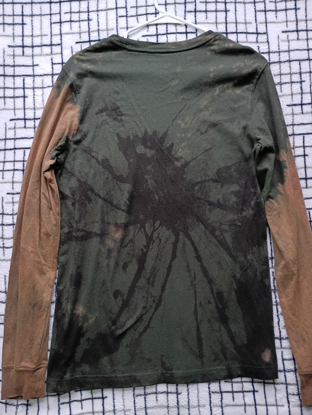 George Size Small Green Tie Dye Bleach Dye Custom Longsleeve T Shirt 100% Cotton